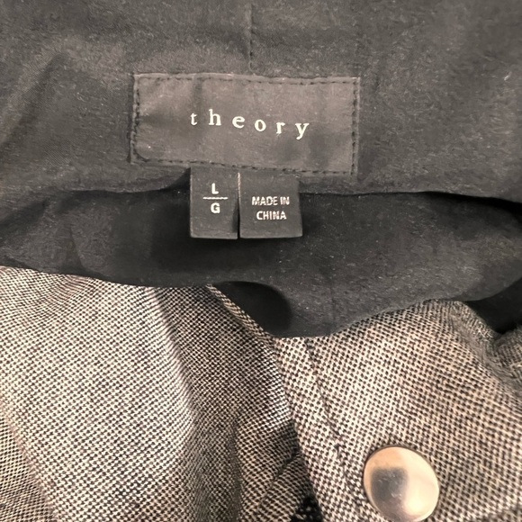 Theory Wool Combo Adashi K Moto Jacket Black & Grey Collared Full Zip Large - Picture 9 of 10